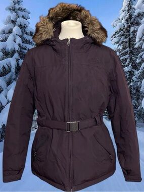 The North Face Women's Plum Hooded Insulated Ski Jacket with Faux-Fur Trim